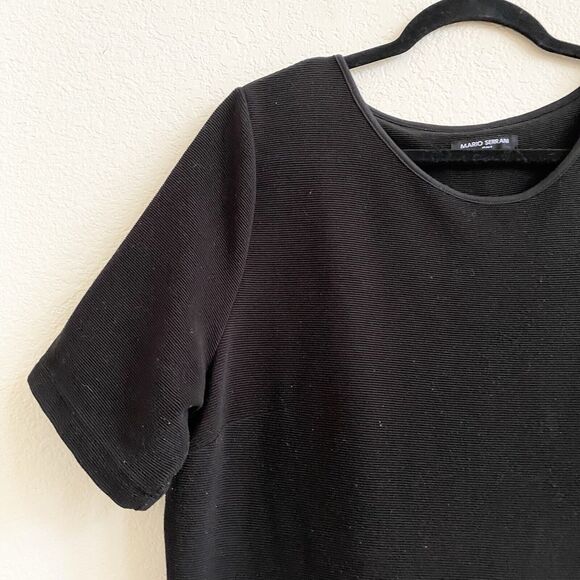 Mario Serrani Italy Women's Black Textured Knit Travel Career Dress Sz XL - Picture 2 of 9